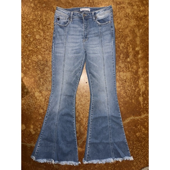 Kancan for Maurices Denim - Maurices Kancan Frayed Bell Bottom Jeans Light Distress Blue Size 28 (8) #16654